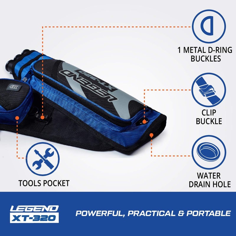 Legend XT320 Archery Quivers - Right Handed Nylon Hip Quivers with 3 Arrow Tube Cases for Target Shooting - Adjustable Waist Belt, T-Slot, Compartments for Accessories, Tools, Release Tab - Blue - Image 4